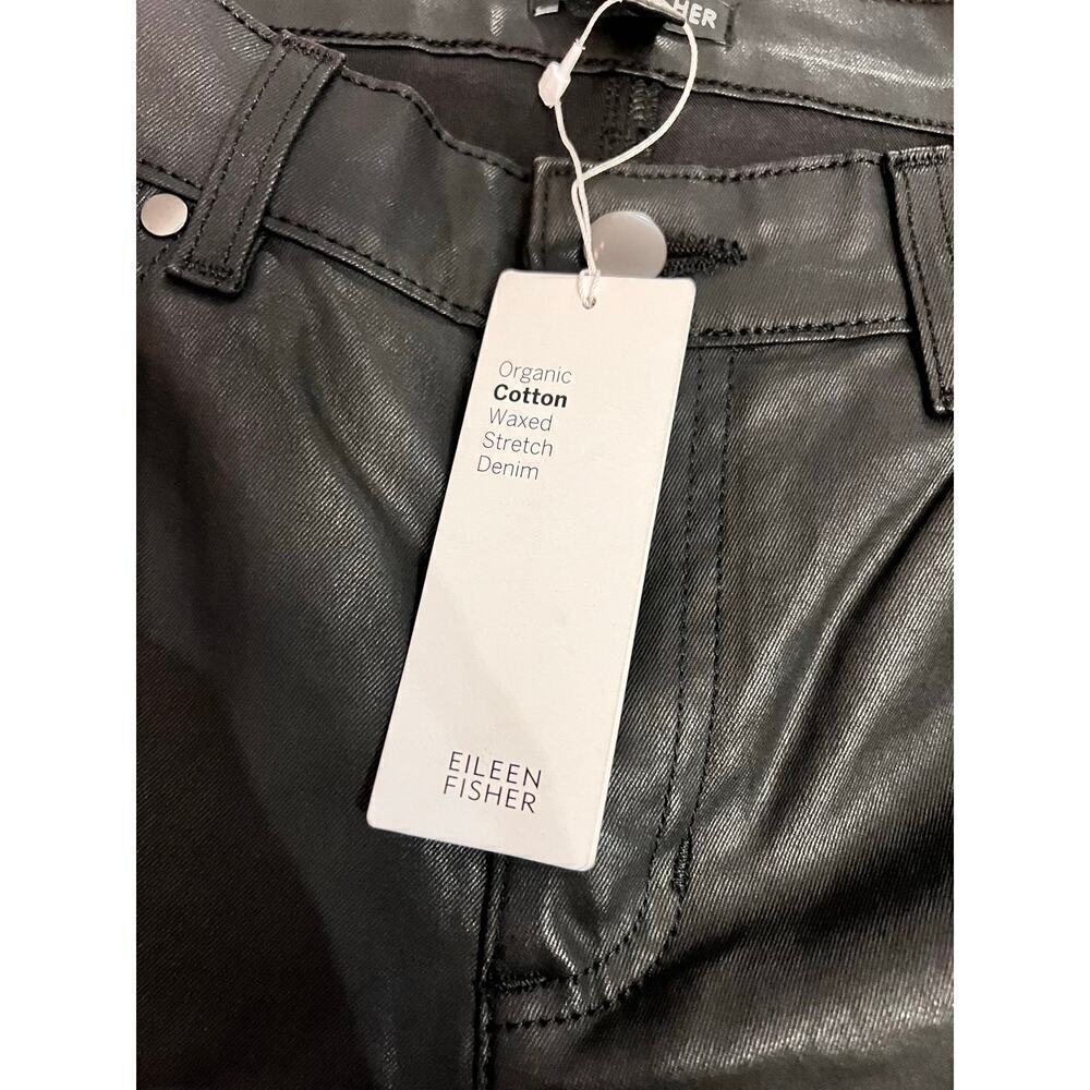 NWT Eileen Fisher Skinny Jeans Organic Cotton Waxed Denim Black Womens Size 16 - Picture 6 of 9